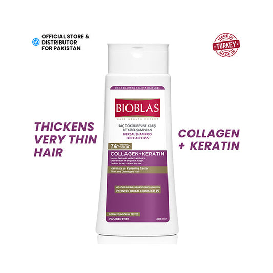 Bioblas Anti-Hair Loss & Volume Shampoo (Collagen + Keratin) 360ml (Top Selling)